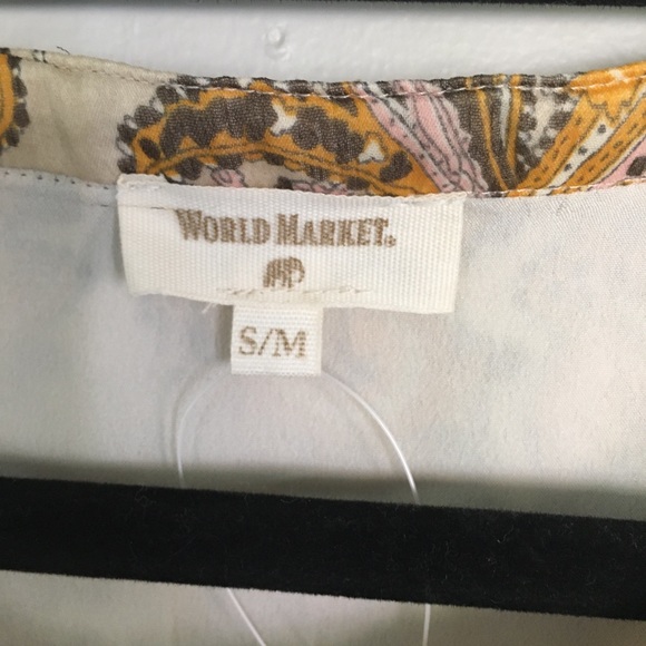 World Market Mustard Paisley Pleated Willow Dress - Picture 2 of 7